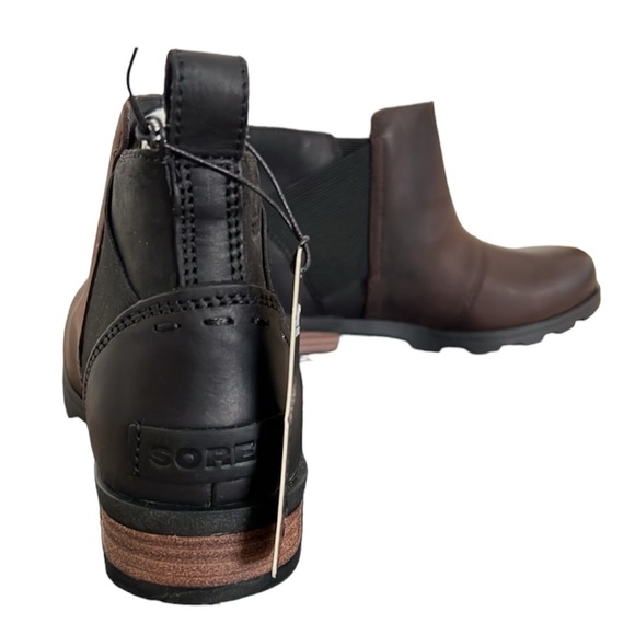 NEW IN BOX Sorel Emelie Chelsea boots black/brown size 6 - Picture 7 of 8